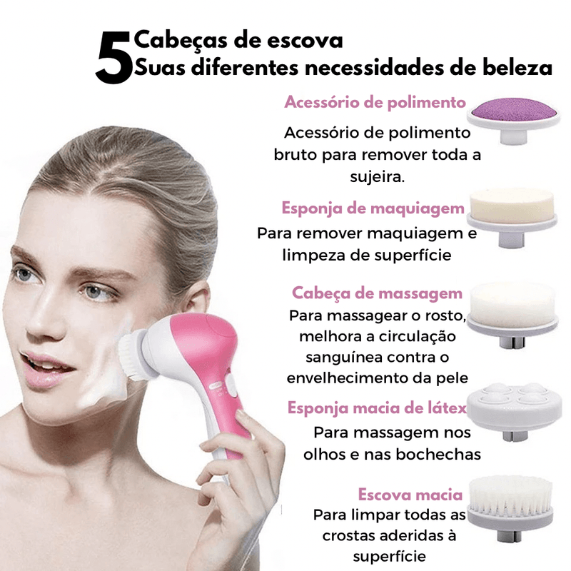 Escova facial elétrica 5 em 1 - Truly Shop 