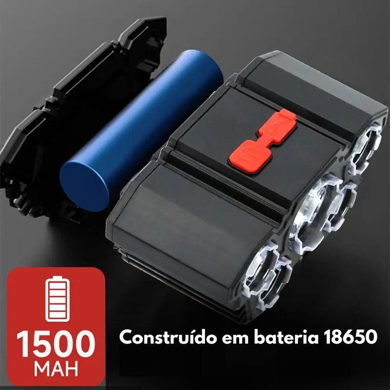 Lanterna de bateria recarregável forte, ideal para iluminação durante camping, aventuras ,pesca e como farol de cabeça . - Truly Shop 