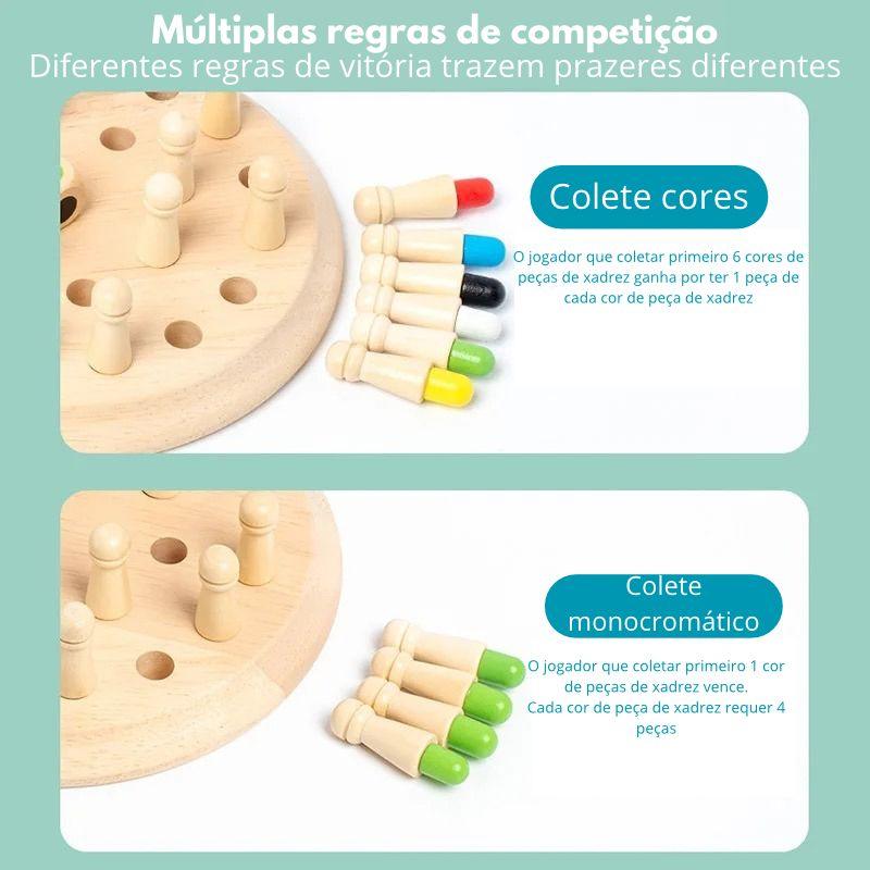 Jogo de xadrez memorável de cores em madeira para crianças , treinamento de concentração, educação infantil, brinquedos educativos. - Truly Shop 