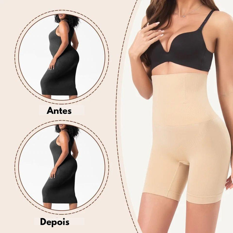 Short pós-parto de cintura alta, elevação das nádegas e leggings ante reflexo. - Truly Shop 